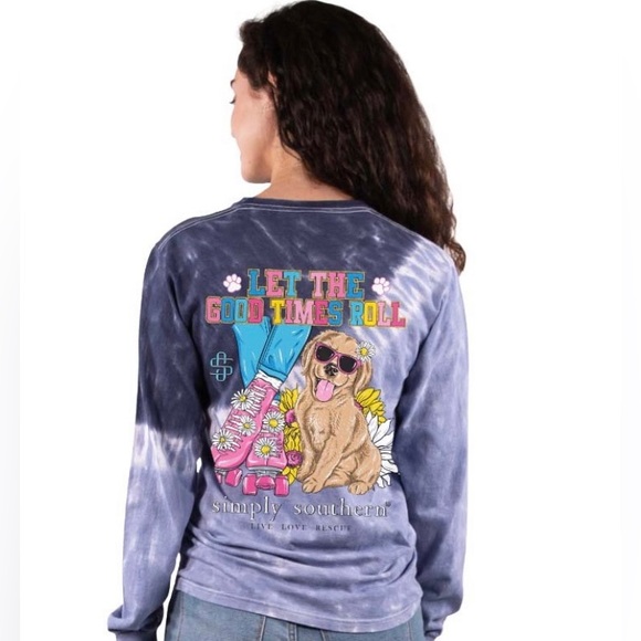 NWT Simply Southern blue skate let the good times tie dye graphic long sleeve - Picture 3 of 3